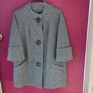 Swing Women's vintage 60’s Black and White mini Houndstooth oversized buttons